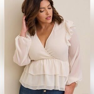 Torrid Ruffled Tiered Chiffon Top Blouse Gypsy Boho Bohemian Black Plus Size 4X